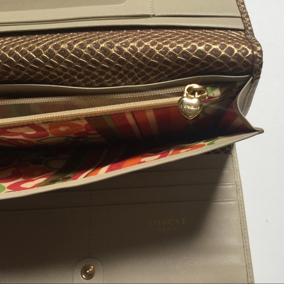 LOVECAT LEATHER TRIFOLD WALLET WITH SNAKE PRINT EUC - Picture 10 of 12